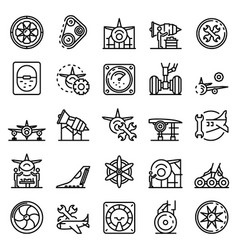 Aircraft Repair Icons Set Outline Style