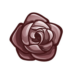 Cartoon Rose Bud Top View Monochrome Icon