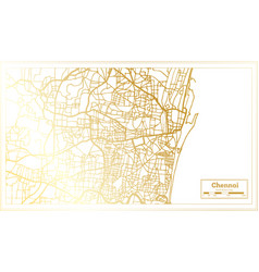 Chennai India City Map In Retro Style In Golden