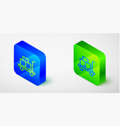 Isometric Line Trolley Suitcase Icon Isolated