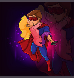 Superhero Hold Girl And Kissing