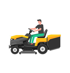 Man Driving A Riding Lawn Mower