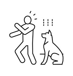 Dog Barking Person Accident Line Icon