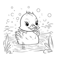 Duck Swimming In The Pond Coloring Book