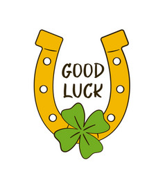 Good Luck Lettering With Horseshoe And Clover