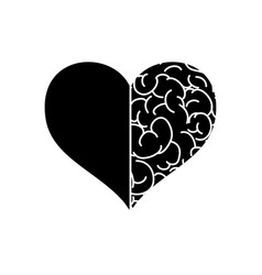 Mental Health Concept Heart With Half Brain Icon