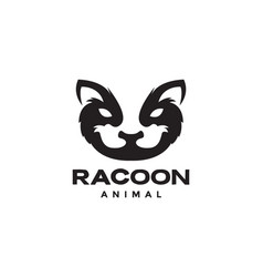 Face Head Black Minimal Racoon Logo Design