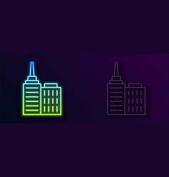 Glowing Neon Line City Landscape Icon Isolated