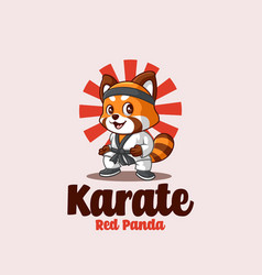 Red Panda Karate Creative Cartoon Character Logo