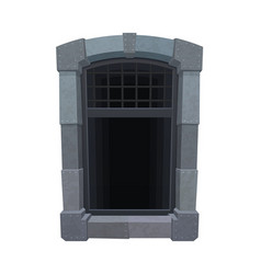 Cartoon Medieval Prison Window With Metal Grate