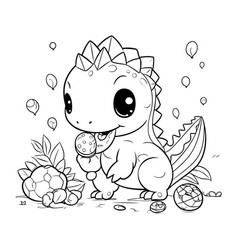 Cute Dinosaur Coloring Book Page For Kids