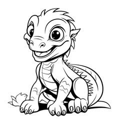 Cute Little Dragon - Black And White For Coloring