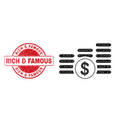 Scratched Rich Famous Round Stamp And Dollar