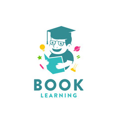 Simple Education Logo Kid Reading Book Logo Icon