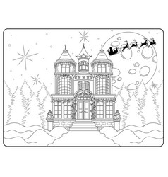 Winter House Coloring Page Antistress For Kids