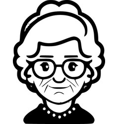 Grandma - Black And White Isolated Icon