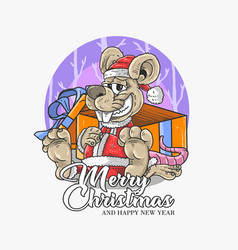 Merry christmas card with snowflakes gift Vector Image