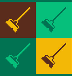 Pop Art Mop Icon Isolated On Color Background