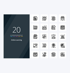 20 Online Learning Outline Icon For Presentation