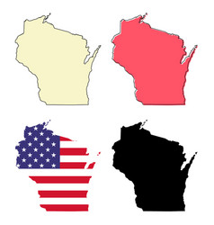 Set Of Wisconsin Map Shape United States Of