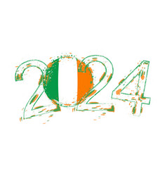 2024 Year In Grunge Style With Flag Of Ireland