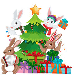 Christmas Tree With Cute Rabbit