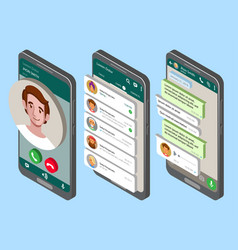 Mockup Of Phone With Mobile Messenger On Screen