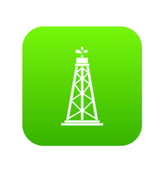 Oil Rig Icon Digital Green