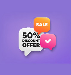 50 Percent Discount Sale Offer Price Sign 3d