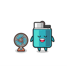 Cute Lighter Is Standing In Front Of The Fan