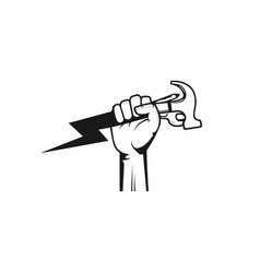 Fist Holding A Lightning Bolt With Tools