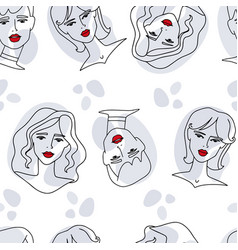 Seamless Pattern Portraits Of Beautiful Women