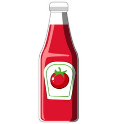 Tomato Ketchup Glass Bottle In Cartoon Style