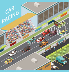 Car Racing Isometric Composition