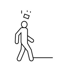 Falling Brick Man Head Line Icon