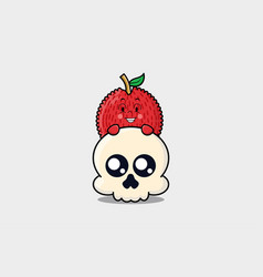 Cute Lychee Cartoon Character Hiding In Skull