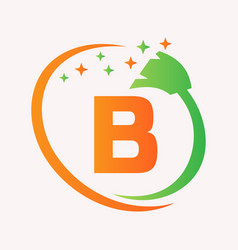 Initial House Cleaning Logo On Letter B Concept