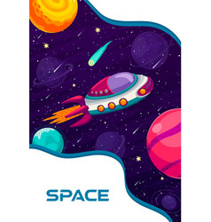 Space Poster Spaceship Galaxy Planets And Stars