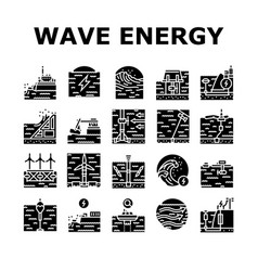 Wave Energy Power Tidal Icons Set