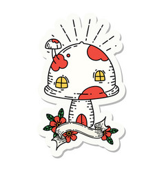 Sticker Tattoo Style Toadstool House