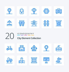 20 City Element Collection Blue Color Icon Pack