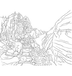 Adult Coloring Bookpage A Nature Landscape