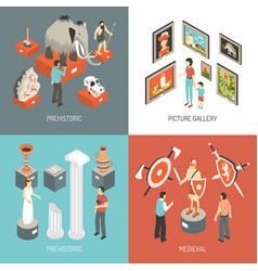 Art Museum 4 Isometric Icons Square