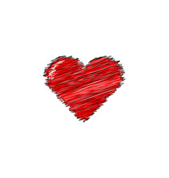 Red Love Heart With Black Line Clip Art