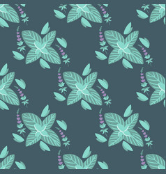 Seamless Pattern With Mint Leaves Melissa