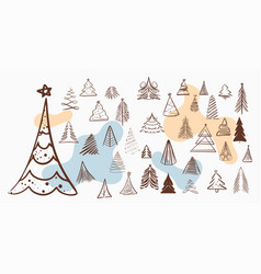 Set Of Christmas Tree Symbols In Hand Drawn Style