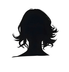 Black Silhouette Of Back Womans Head On White