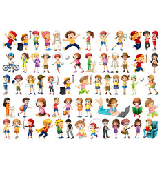 Diverse Children Set On White Background