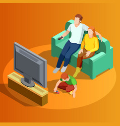 Isometric family time parents and kids Royalty Free Vector