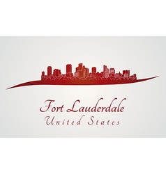 Fort Lauderdale Skyline In Red